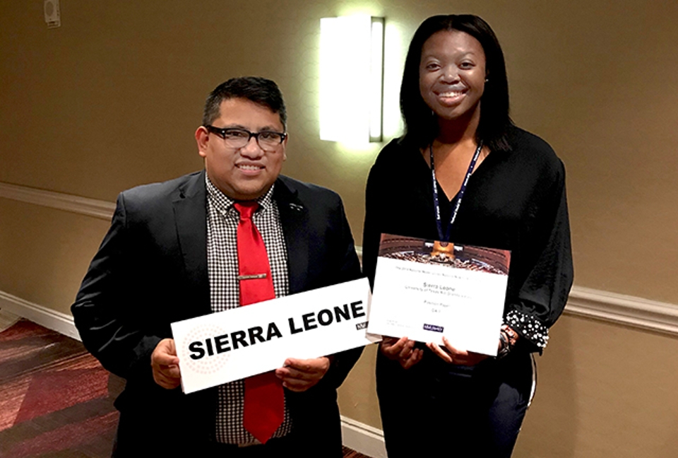 UTRGV seniors Giovanni Rosas Escobedo and Janet Ekezie won a position paper award for the General Assembly 3 Committee