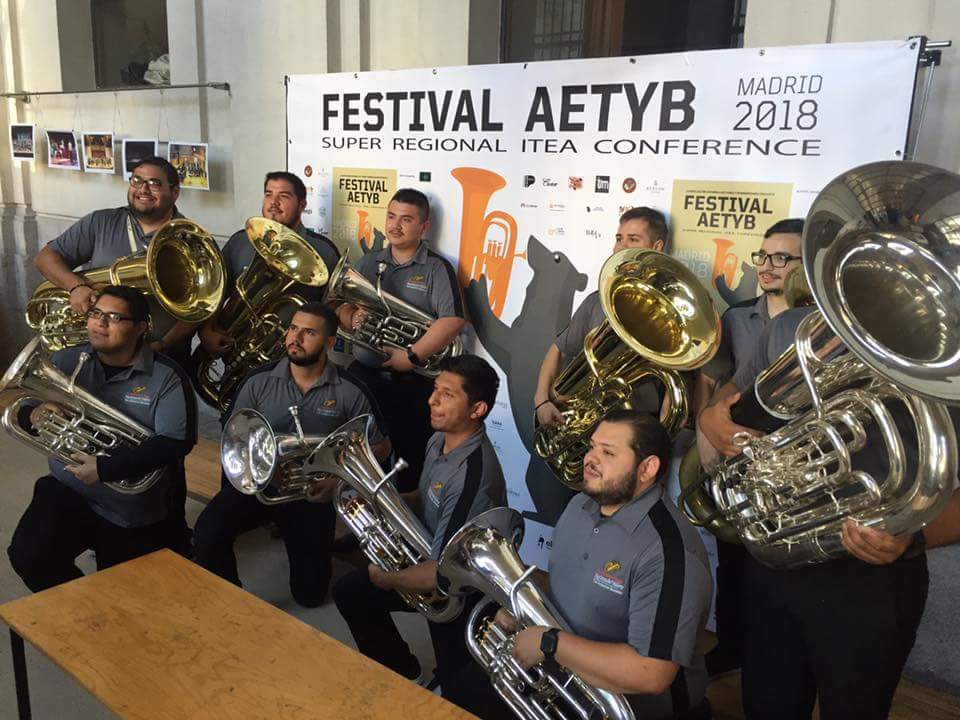 The UTRGV Tuba Euphonium Ensemble, under the direction of Dr. Scott Roeder, recently returned from Madrid, Spain, where they performed at the 2018 Spanish Tuba Festival, organized by the Spanish Tuba Association and the Madrid Royal Conservatory. The festival was a five-day event featuring performers from around the world. 