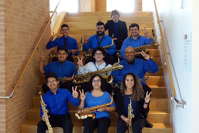UTRGV Saxophone Ensemble, made up of nine students