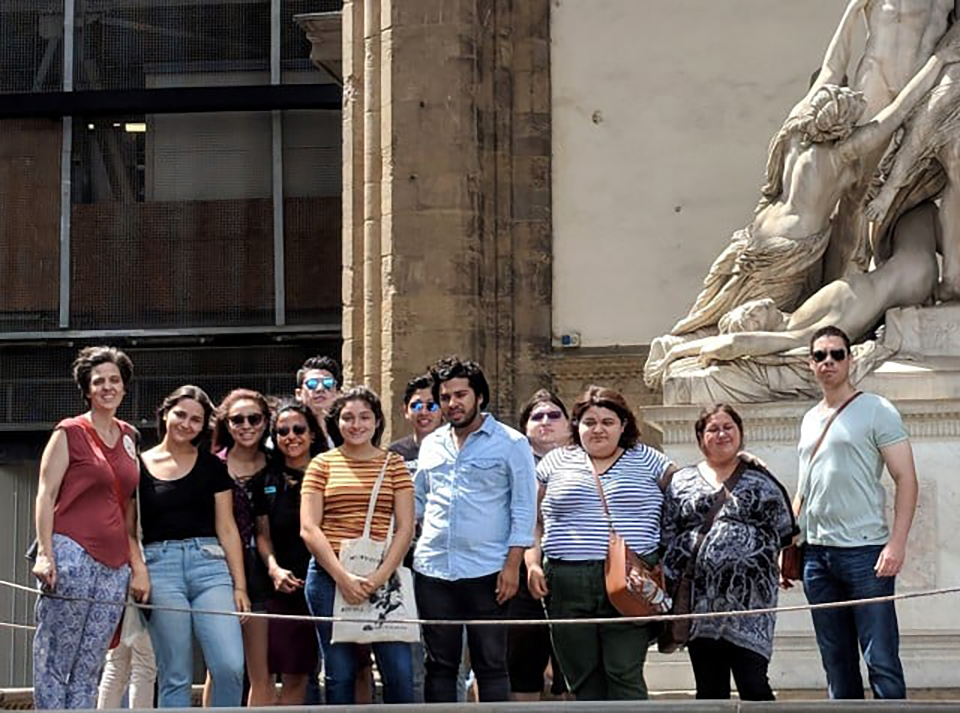 Fourteen UTRGV students took study abroad courses in Florence, Italy, this summer, as part of a multidisciplinary curriculum led by Donna Sweigart, a UTRGV associate professor of art. Some of the students were enrolled in more than one course for the trip, and each class approached the country from a different angle or focus, including art, math, science, philosophy and engineering. (Courtesy Photo)