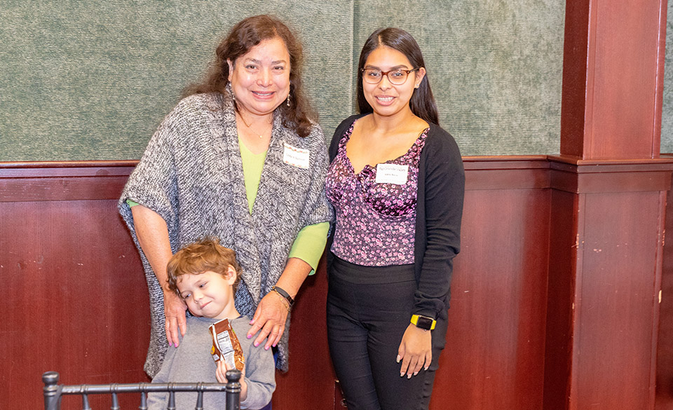 Dr. Herlinda (Linda) Wilkinson (left) formed the William V. Wilkinson and Greater Texas Foundation scholarship in honor of her late husband, Dr. William Van Wilkinson. She is pictured here with Alicia Reyes (right), a recipient of the scholarship. Reyes, a Brownsville native, is majoring in criminal justice with a minor in Spanish translation. (UTRGV Photo by David Pike)