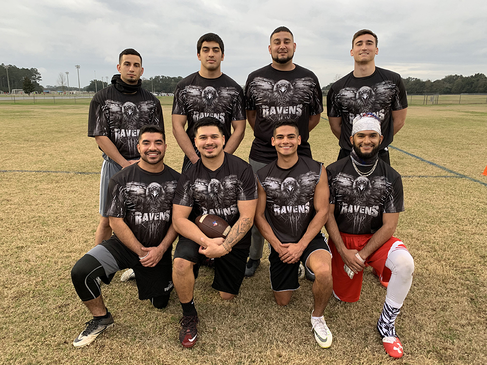 The UTRGV men’s flag football intramural team, the Ravens, won the 2018 NIRSA National Flag Football Championship title in Pensacola, Fla. in early January. The team defeated Georgia College in a 40-26 game to bring home the national title. (Courtesy Photo)