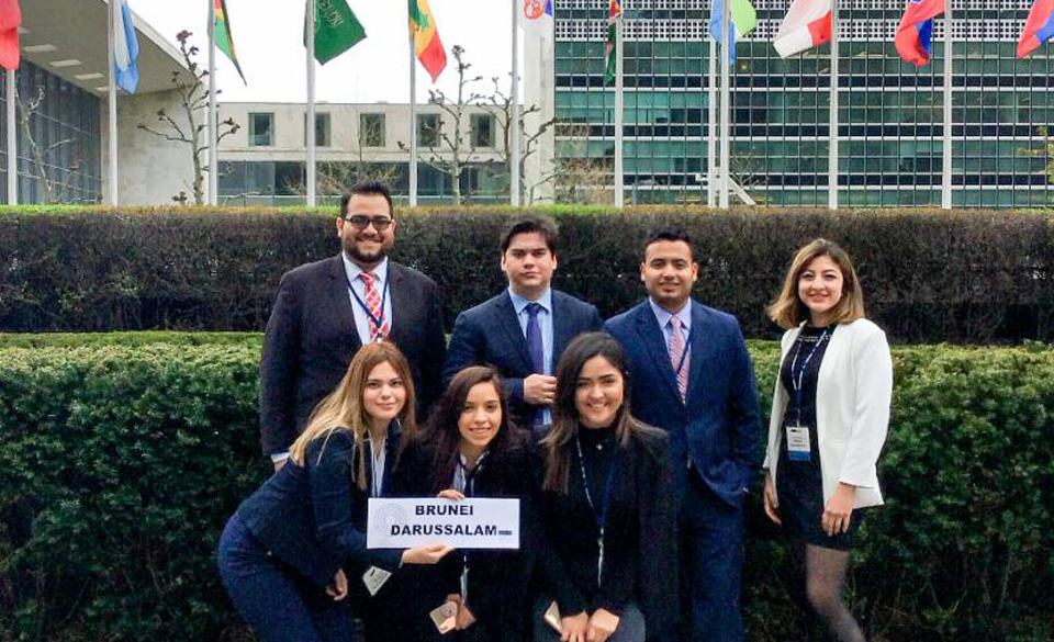 Eight UTRGV students participated in the 2019 National Model United Nations Conference in New York City in April. The UTRGV group represented the country of Brunei Darussalam, and were part of the largest committees at the conference with more than 100 delegates on each committee. UTRGV students who participated included (top row, L-R) Carlo Flores, Julian Contreras, Over Garcia, and Alma Robledo; (bottom row, L-R) Julieta Hernandez, Yamileth Uribe, and Monika Garza. (Courtesy Photo)