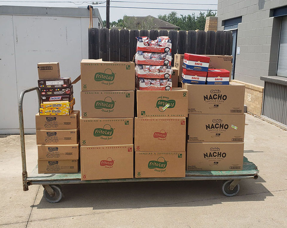 Boxes of concession stand snacks