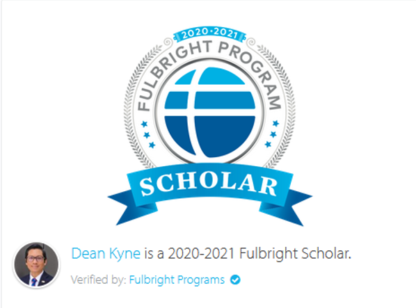 2020-2021 Fullbright Program Scholar Dean Kyne is a 2020-2021 Fullbright Scholar. Verified by: Fullbright Programs