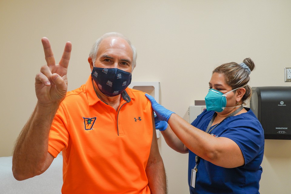 Dr. Guy Bailey getting the flu shot