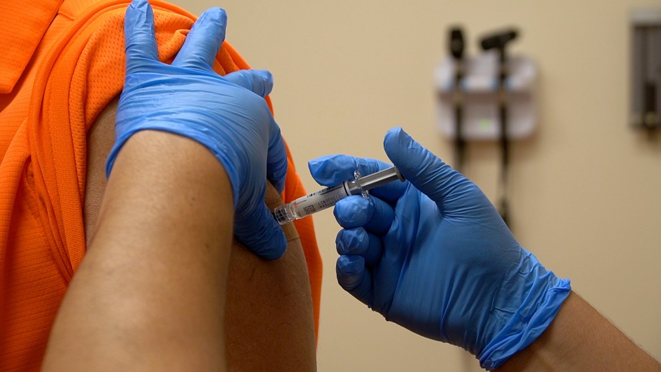 person receiving the flu vaccine