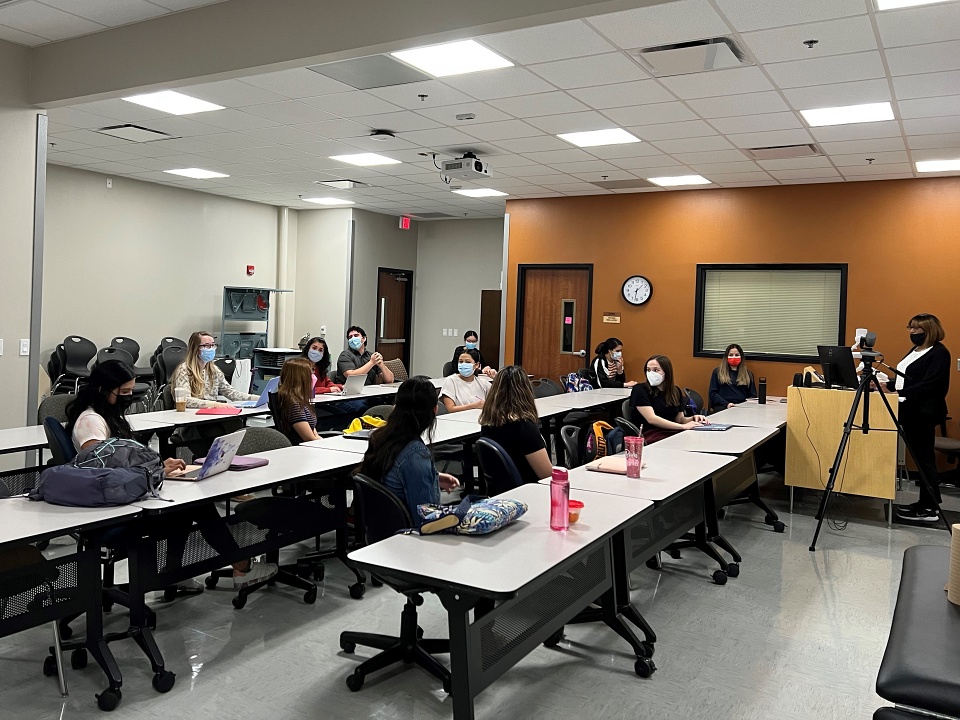 college students in a classroom