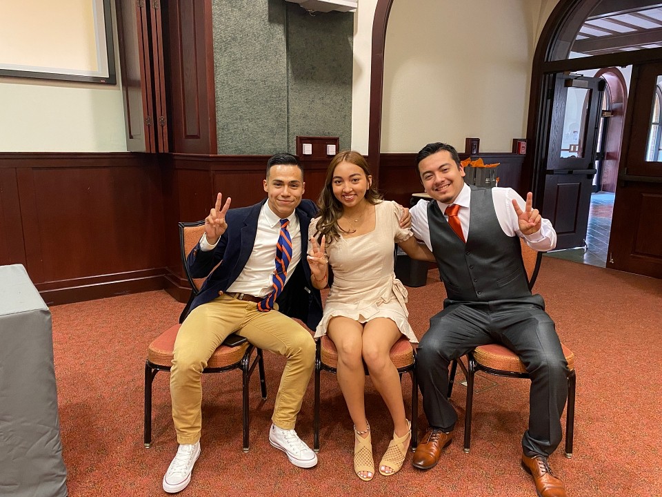 SGA President Jonathan Ricardo Dominguez, senior biological sciences major, Vice President Kimberly Escalante, junior biology major, and Vice President Jose Javier Herrera, senior biomedical sciences major