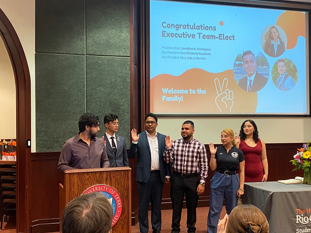 The UTRGV Student Government Association inaugurated its newly elected executive team and senators on Wednesday at Salon Cassia on the Brownsville Campus.