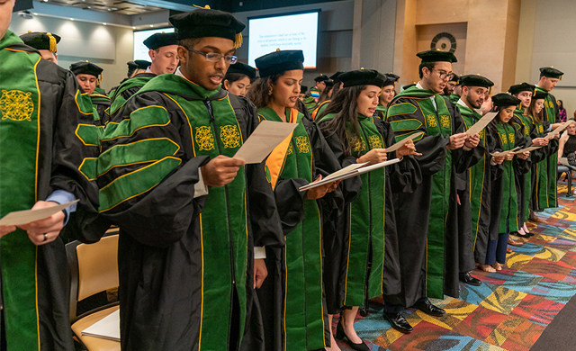 On Saturday, May 7, 51 UTRGV medical students receive their medical degrees and are now ready to head to residency programs throughout the country. This was the first commencement for Dr. Michael B. Hocker as the UTRGV School of Medicine dean. This year also marked the third commencement for the medical school. (UTRGV Photo by David Pike)