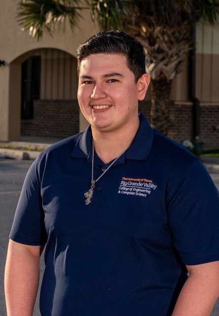 Eugenio “Gene” Reyes, a UTRGV junior from Raymondville who is pursuing an engineering technology degree, serves as an intern with the Catholic Diocese of Brownsville to maintain project flow on the solar panel project.