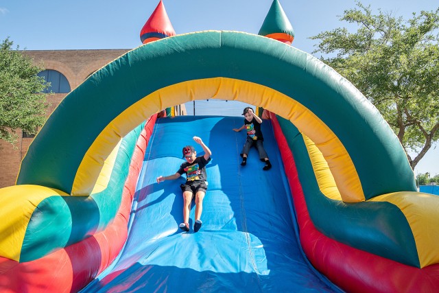 A moon jump obstacle course was part of Team Mario's Summer camp.