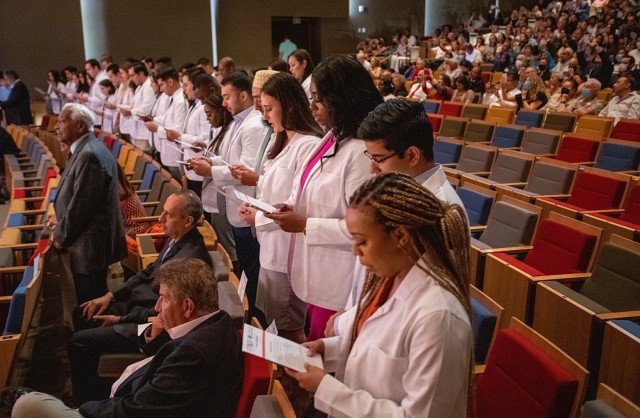 A total of 117 medical students recited the Hippocratic Oath, where they pledged to uphold the ethical standards of medical practice during the UTRGV School of Medicine White Coat ceremony at the UTRGV Performing Arts Complex in Edinburg.