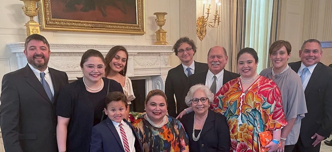 Dr. Juliet V. García celebrates her special day with her family at the Presidential Medal of Freedom ceremony held on Thursday, July 7, at the White House.