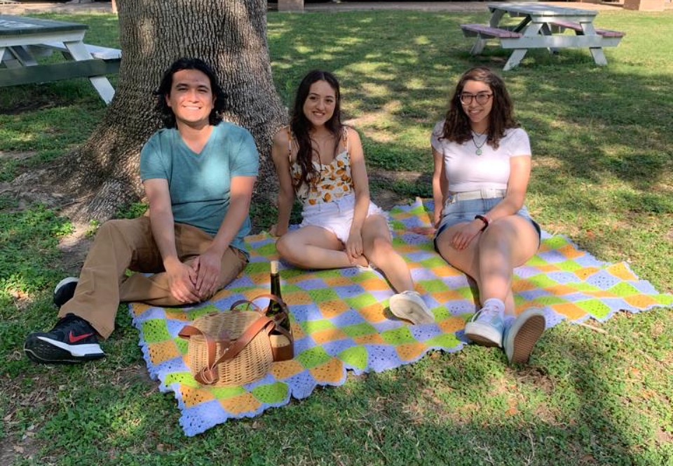 In the photo (L-R) Edgardo Velez (actor), Priscilla Rosas (actor) and Laura D Martinez (director). 