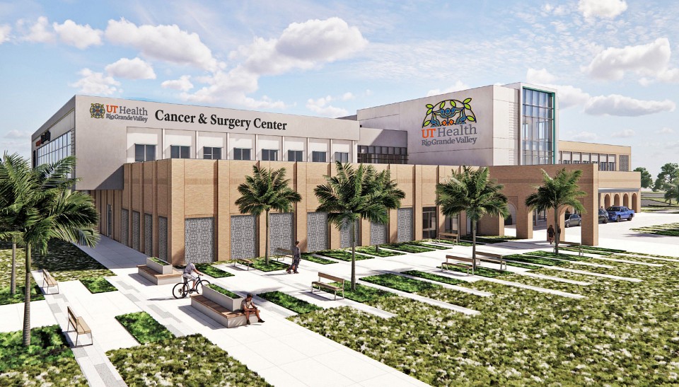 Rendering of UT Health RGV Cancer and Surgery Center.
