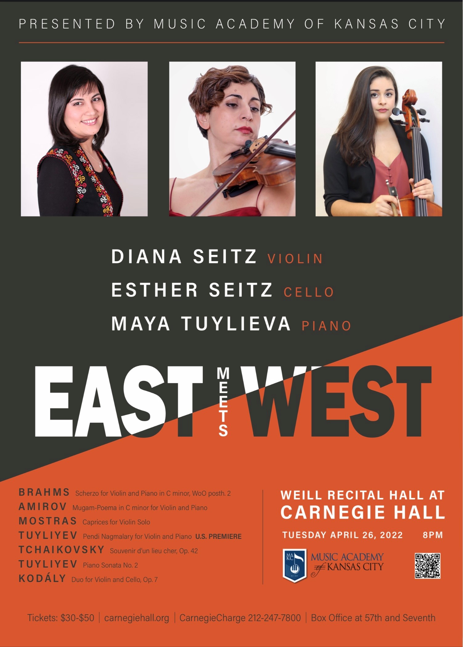 The poster for “East Meets West,” designed by Diana Seitz’s son, Josh Seitz.