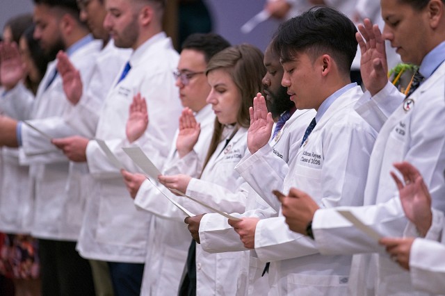 The UTRGV School of Podiatric Medicine, the first in Texas and one of only nine others in the country, held its first White Coat ceremony on Oct. 28 in Harlingen. Twenty-seven students from the Class of 2026 recited the Hippocratic Oath in front of loved ones and school administrators.