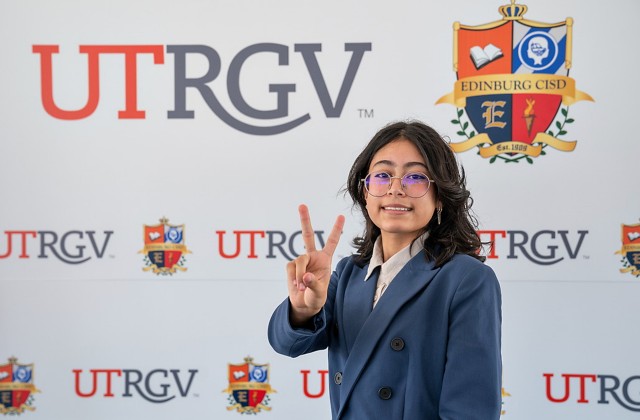 Jordan Luna, 14, the first student body president of the new collegiate high school, also participated in Tuesday's ceremony. Luna along with 200 fellow students have been enrolled at the school since August – attending classes in temporary buildings until the new facility is built.