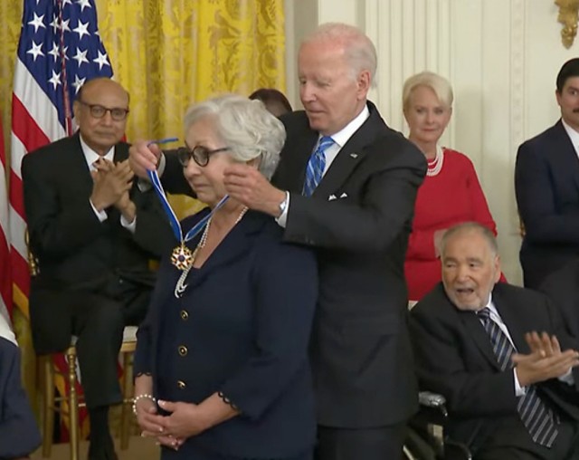 Dr. Juliet V. García, a communications professor, was presented with The Presidential Medal of Freedom on July 7 at the White House.