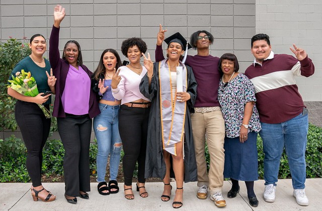 Family and friends celebrate with their UTRGV graduate after the 9 a.m. ceremony in Edinburg on Friday, Dec. 16.