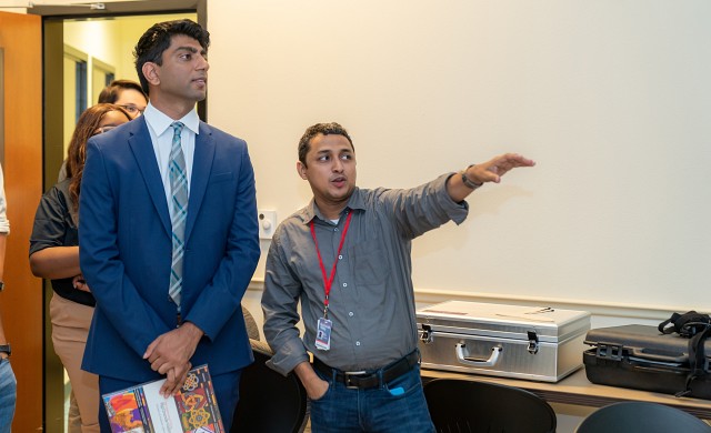University of Texas System Student Regent Neelesh C. "Neel" Mutyala connected with UTRGV leaders and students recently during a two-day tour of the university.