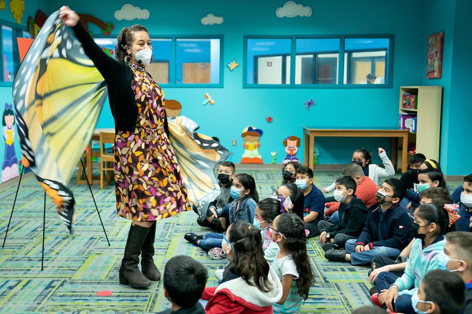 Raquel Ortiz, an author of children's books, visited with local elementary students as part of the Reading Rock Stars program