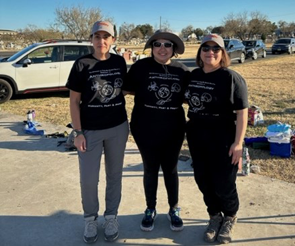 A group of biological anthropologists from UTRGV in January participated in Operation Identification. UTRGV faculty member Dr. Carina Marques, assistant professor of Anthropology in the UTRGV College of Liberal Arts, along with Nora Ramirez and Paulina Ocadiz -- graduate students from the Master of Arts Interdisciplinary Studies (MAIS) with a concentration in Anthropology – spent a week in Eagle Pass, helping exhume and identify individuals who have died crossing the U.S.-Mexico border. (Courtesy Photos)   