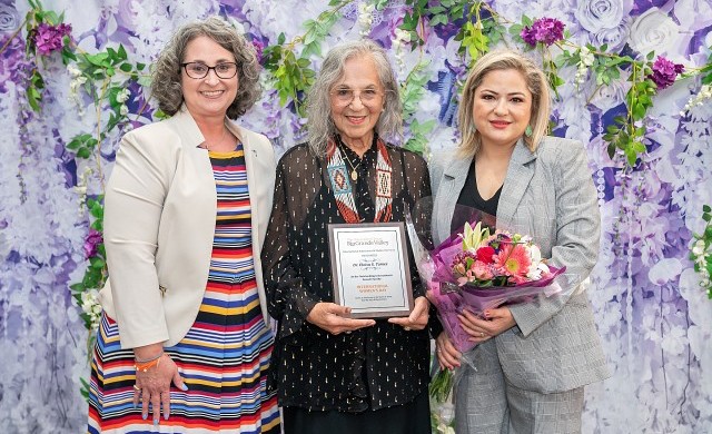 Pictured from left to right are Dara Newton, Dr. Eloisa G. Tamez, and Dr. Samantha Lopez.