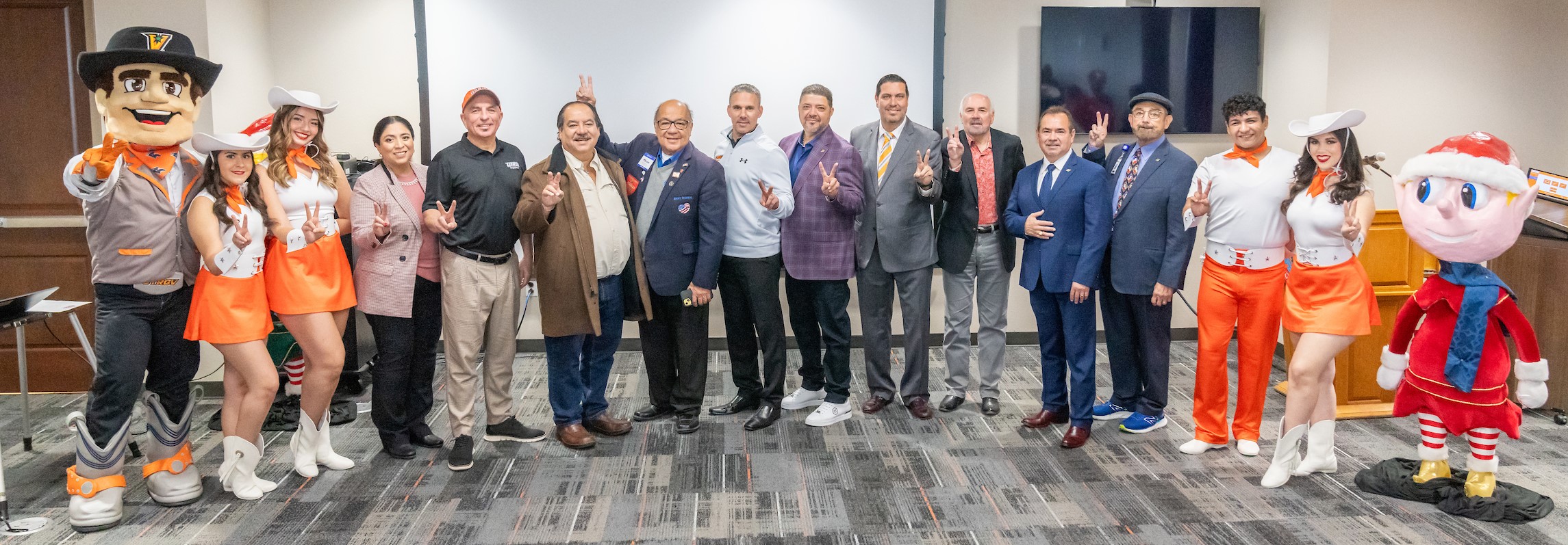 utrgv and city of mcallen officials at holiday parade press conference