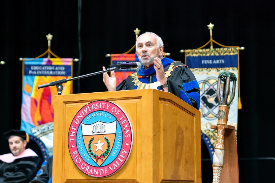 UTRGV president guy bailey at graduation ceremony