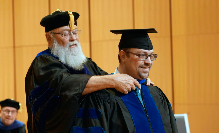 UTRGV doctoral students  in inaugural hooding ceremony