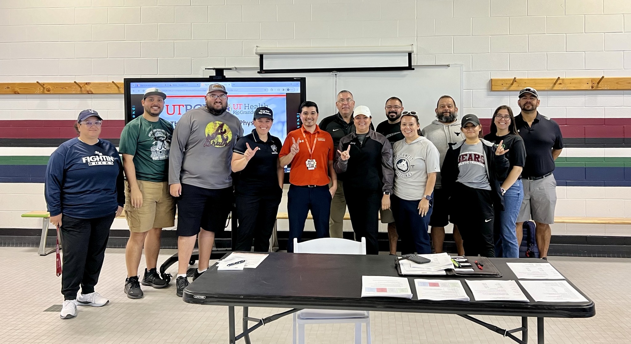 Dr. Evan Perez meets with athletic trainers at PSJA ISD
