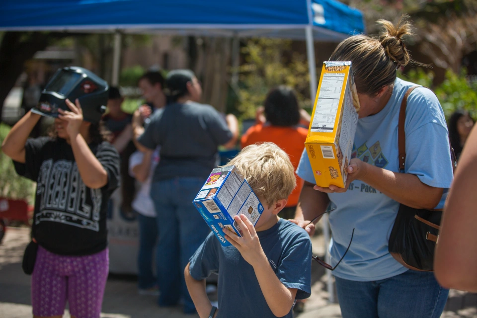 visitors watching the eclipse