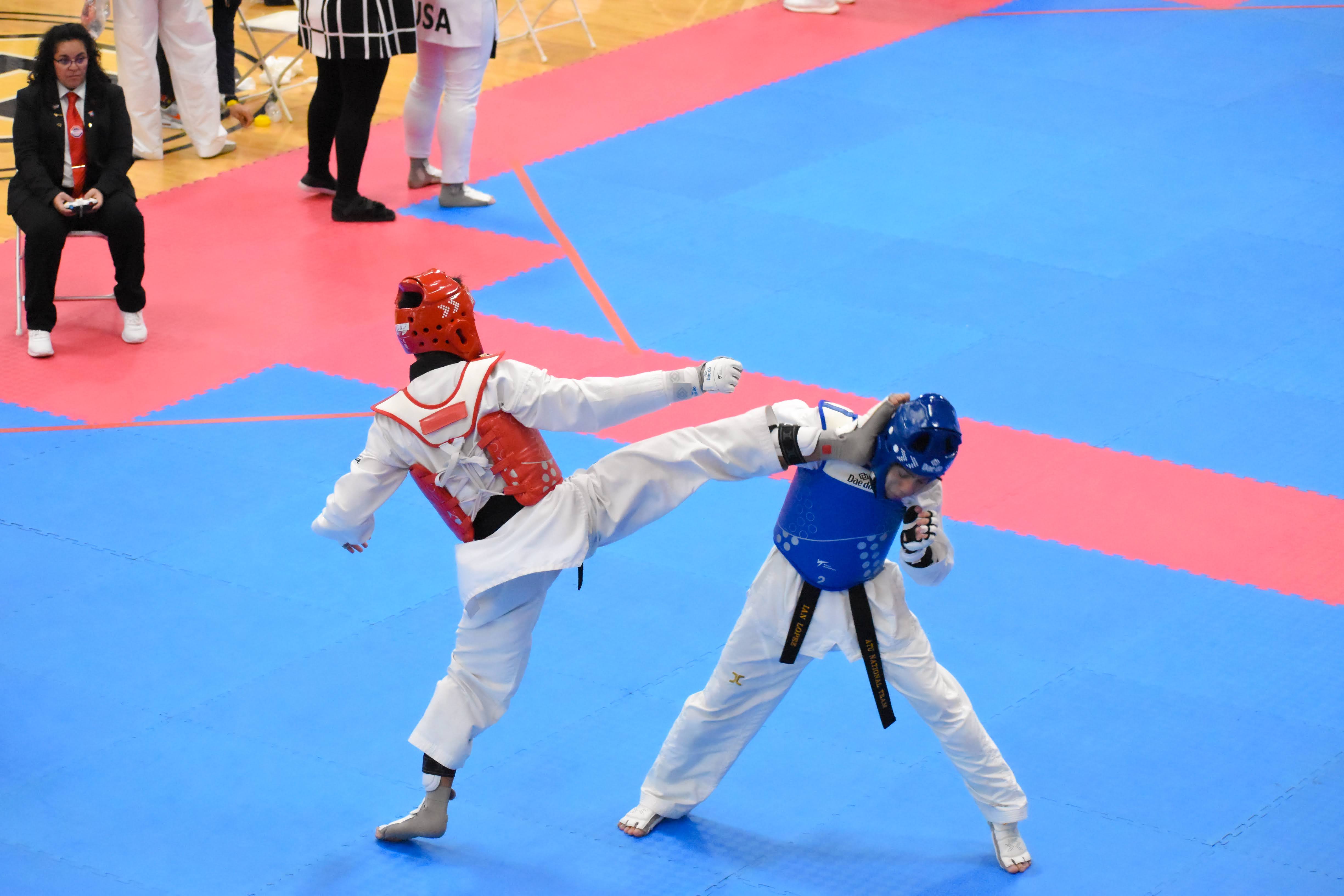 UTRGV student taking part in Taekwondo competition