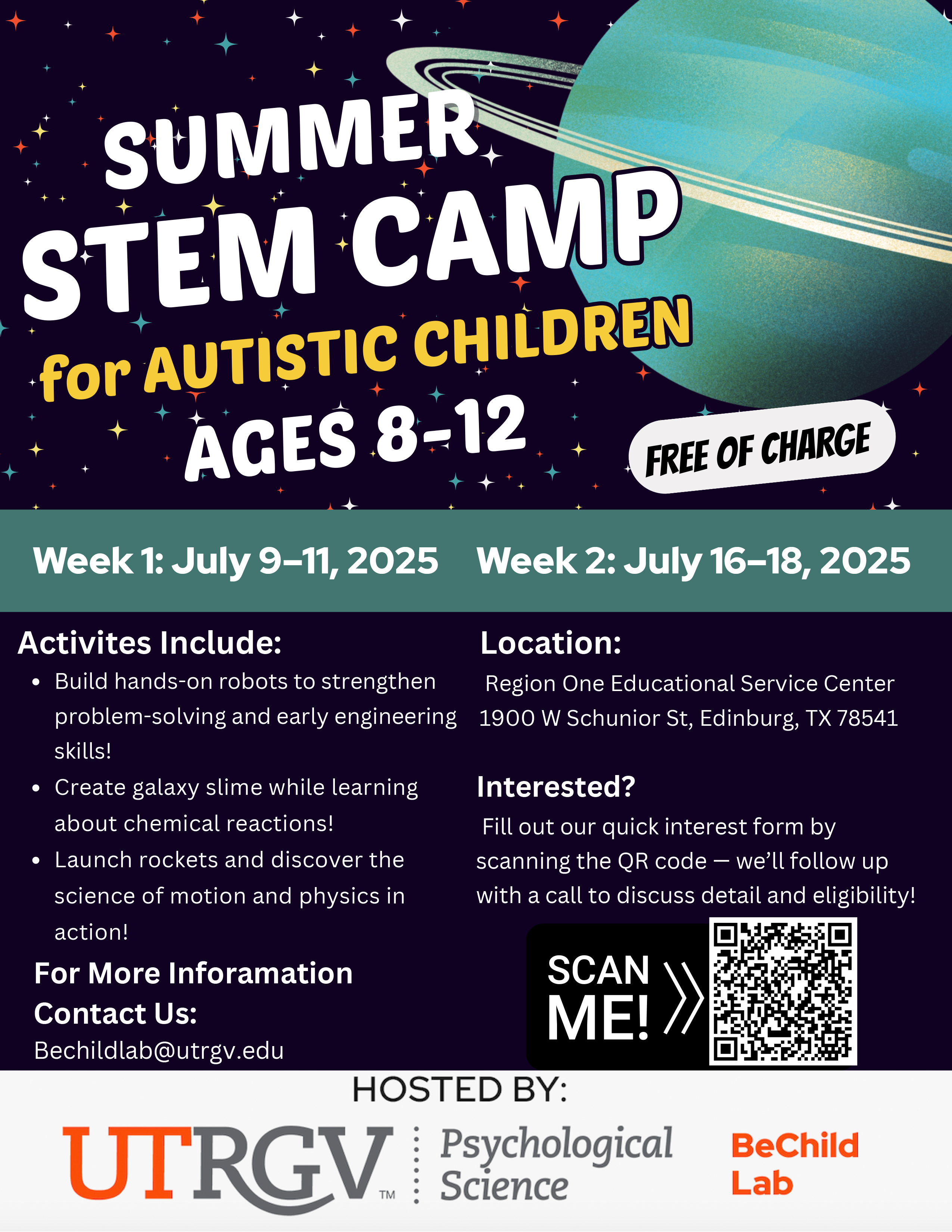 Summer Camp for autistic children flyer