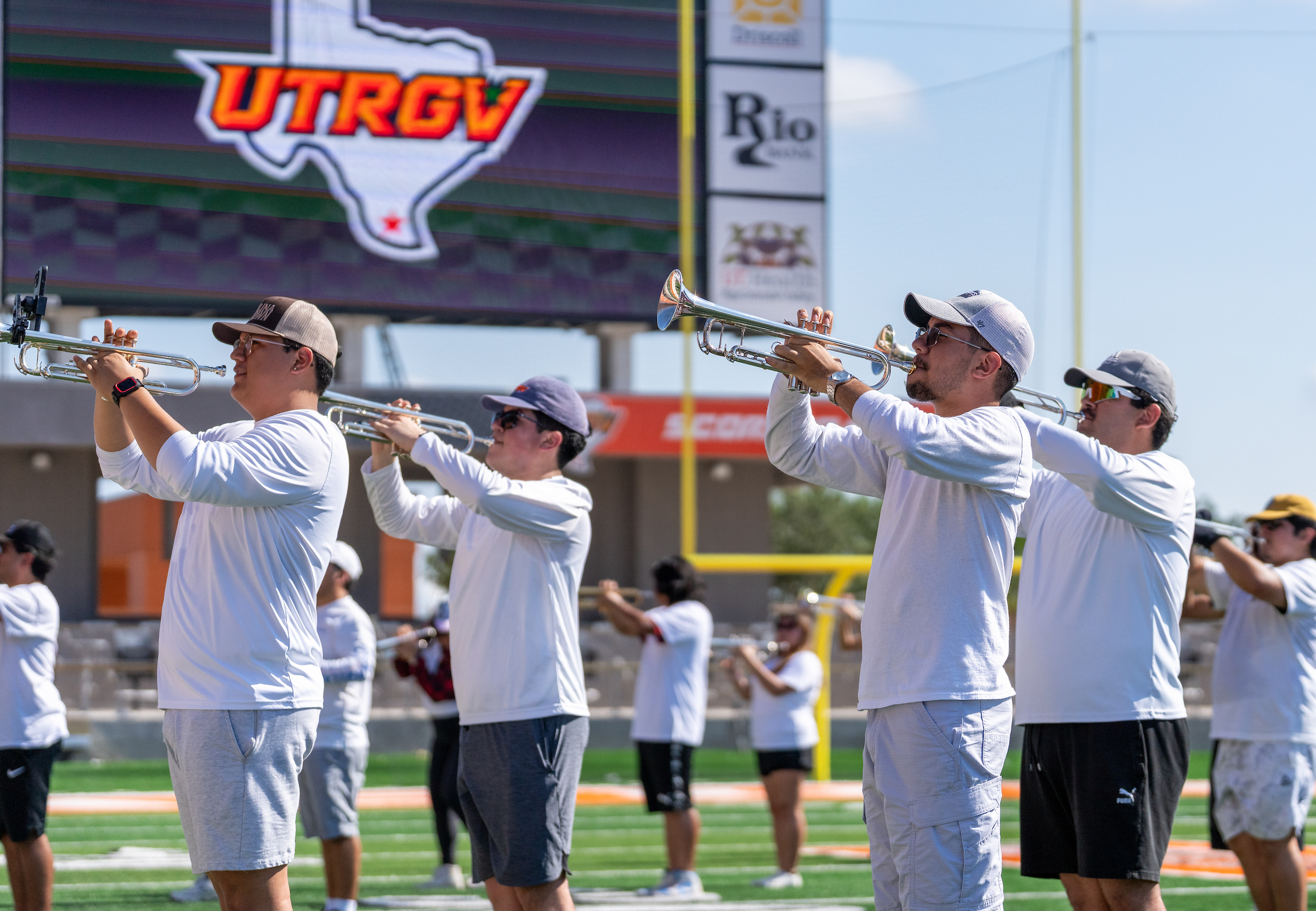 Vaquero Marching Band practicing for halftime show