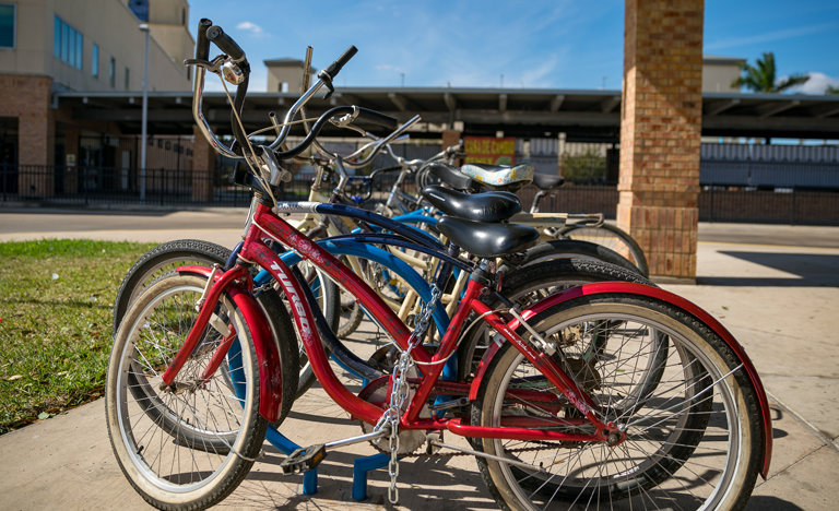 Image of parked bikes at metro bus station
