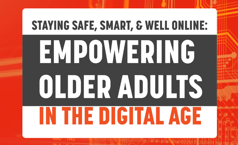 Graphic image with the words Empowering Older Adults