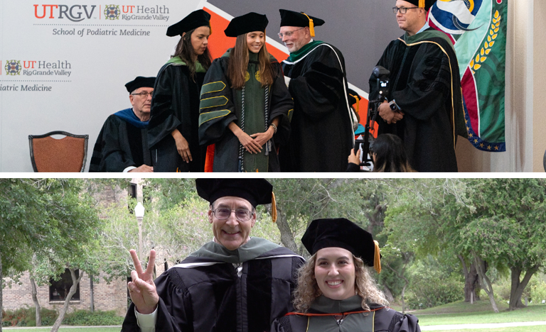 Graduation ceremony scene with faculty in academic ...