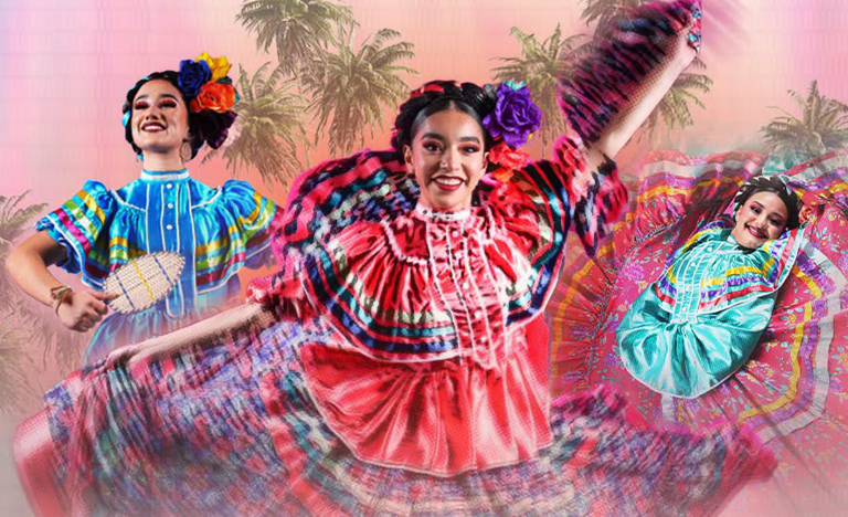 A colorful promotional-style image featuring three views ...