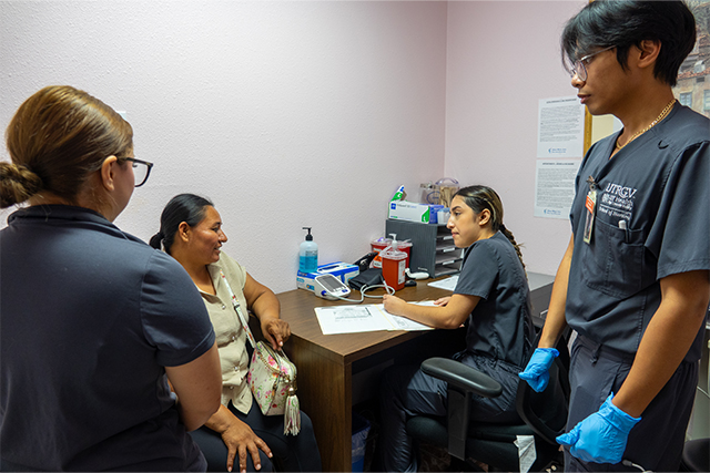 School of Nursing students conducting tests