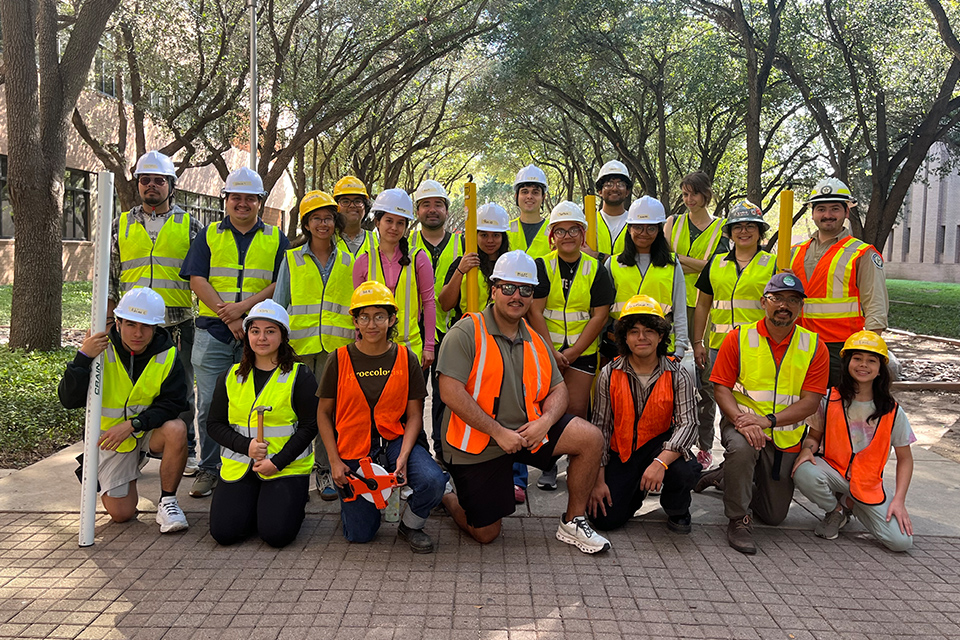 Every five years, UTRGV students in hard hats and neon yellow vests hug trees for the sake of science. As they wrap their arms and measuring tapes around the trunks, they transform the campus grounds into their classroom and lab.  