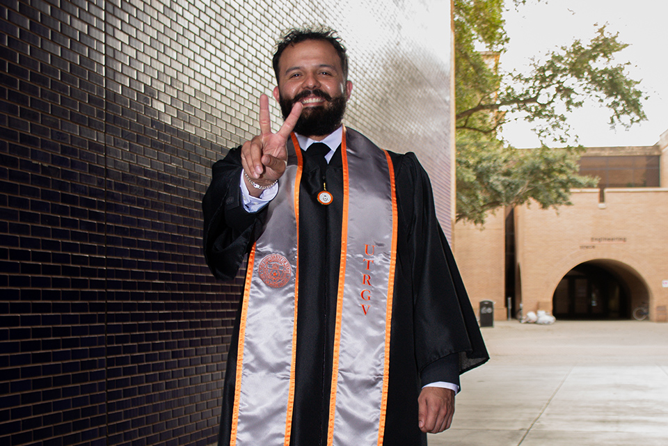 Arturo Montoya, 29, began his educational journey at UTRGV after serving in Afghanistan, where he was inspired by physical therapists during his recovery from a foot injury.