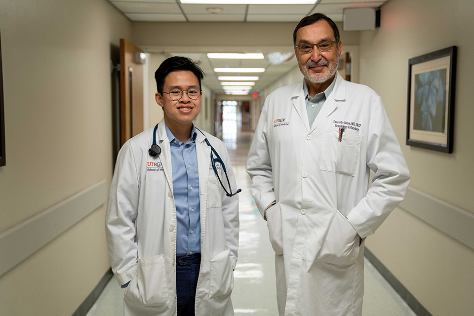 A beautiful connection in medicine. Dr. Everardo Cobos, interim dean of the UTRGV School of Medicine, mentored Dr. Victor Tran's mother, Dr. Mytrang Thi Tran, during her residency at Texas Tech University. Now, he's guiding her son’s journey in medicine at UTRGV.