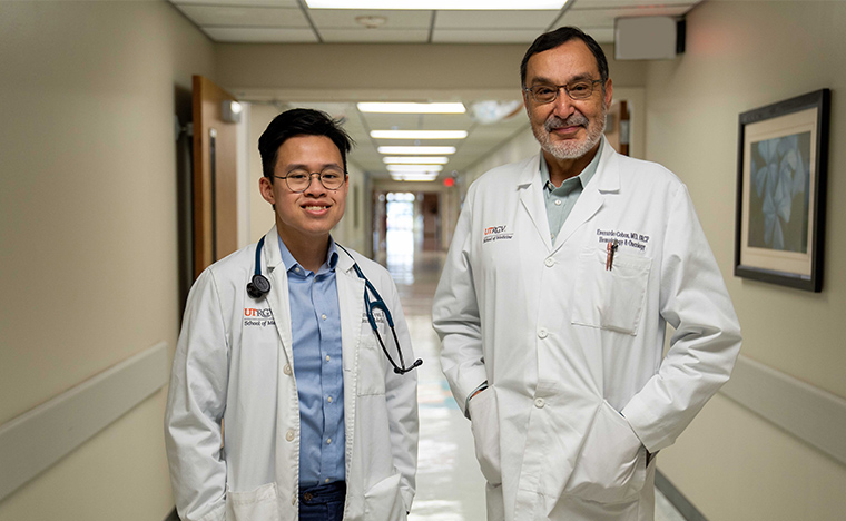 A beautiful connection in medicine. Dr. Everardo Cobos, interim dean of the UTRGV School of Medicine, mentored Dr. Victor Tran's mother, Dr. Mytrang Thi Tran, during her residency at Texas Tech University. Now, he's guiding her son’s journey in medicine at UTRGV.