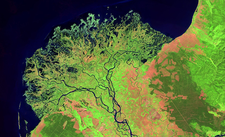 Photo of map showing a landform.