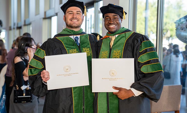 UTRGV School of Medicine graduated 50 students from its sixth cohort on Saturday, May 10, in Edinburg. These 50 join almost 300 graduates from the UTRGV School of Medicine.