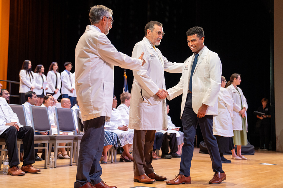 UTRGV School of Medicine Class of 2029 receive their white coats on July 26, 2025.